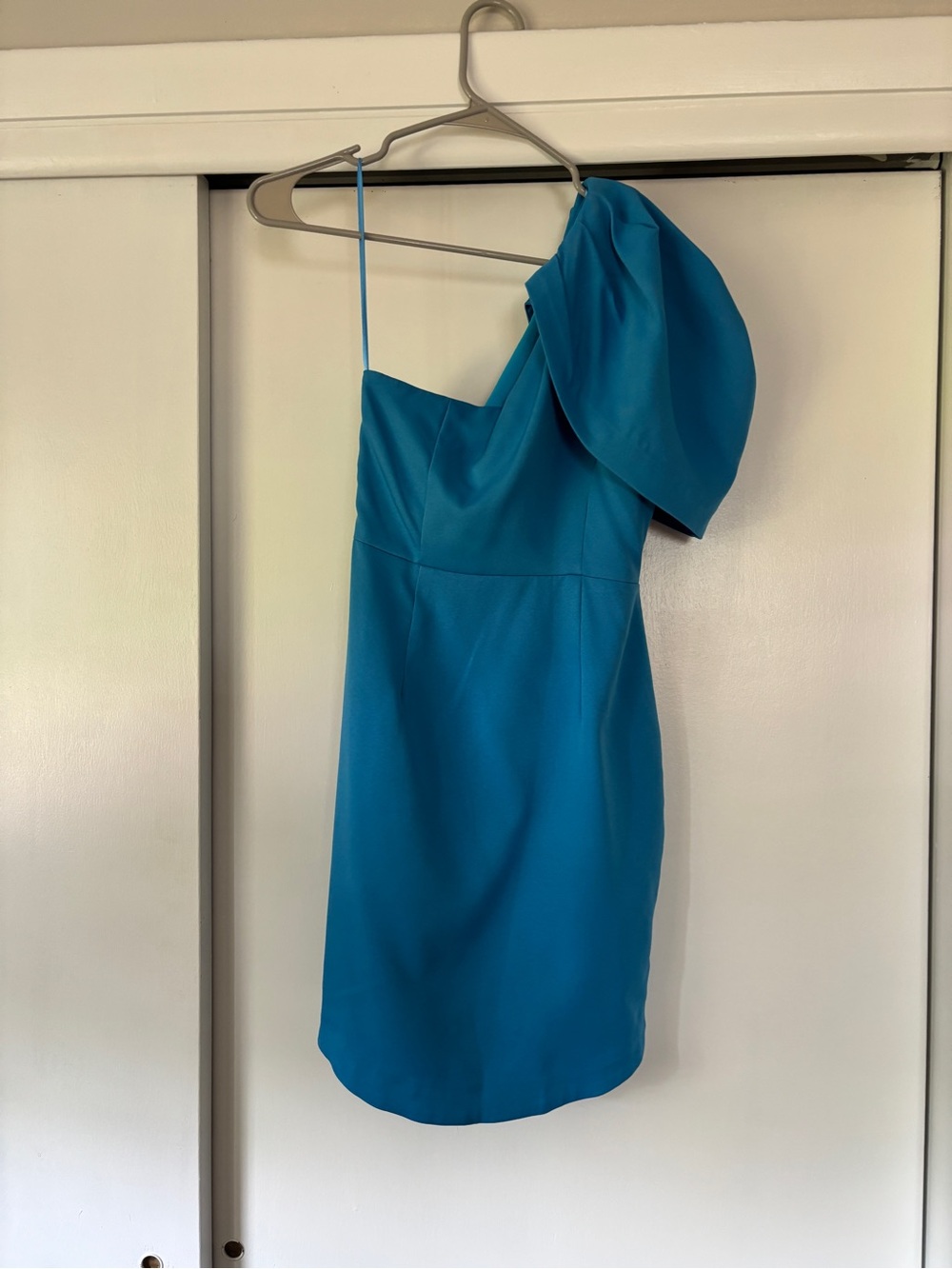 DO+BE Teal One-Shoulder Mini Dress with Puff Sleeve